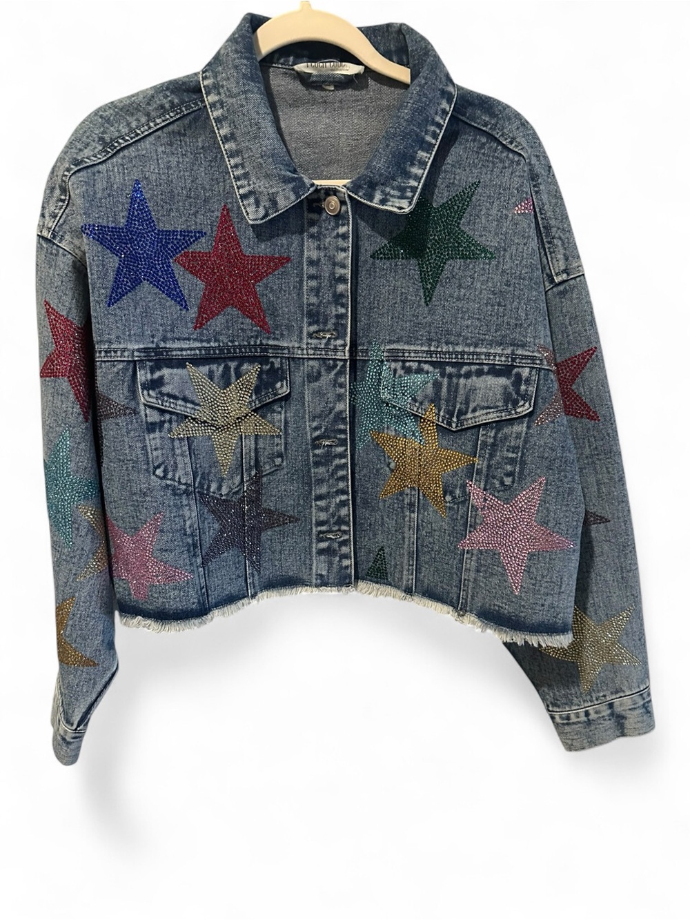 Peach Love California Denim Jacket - Blue with White Label